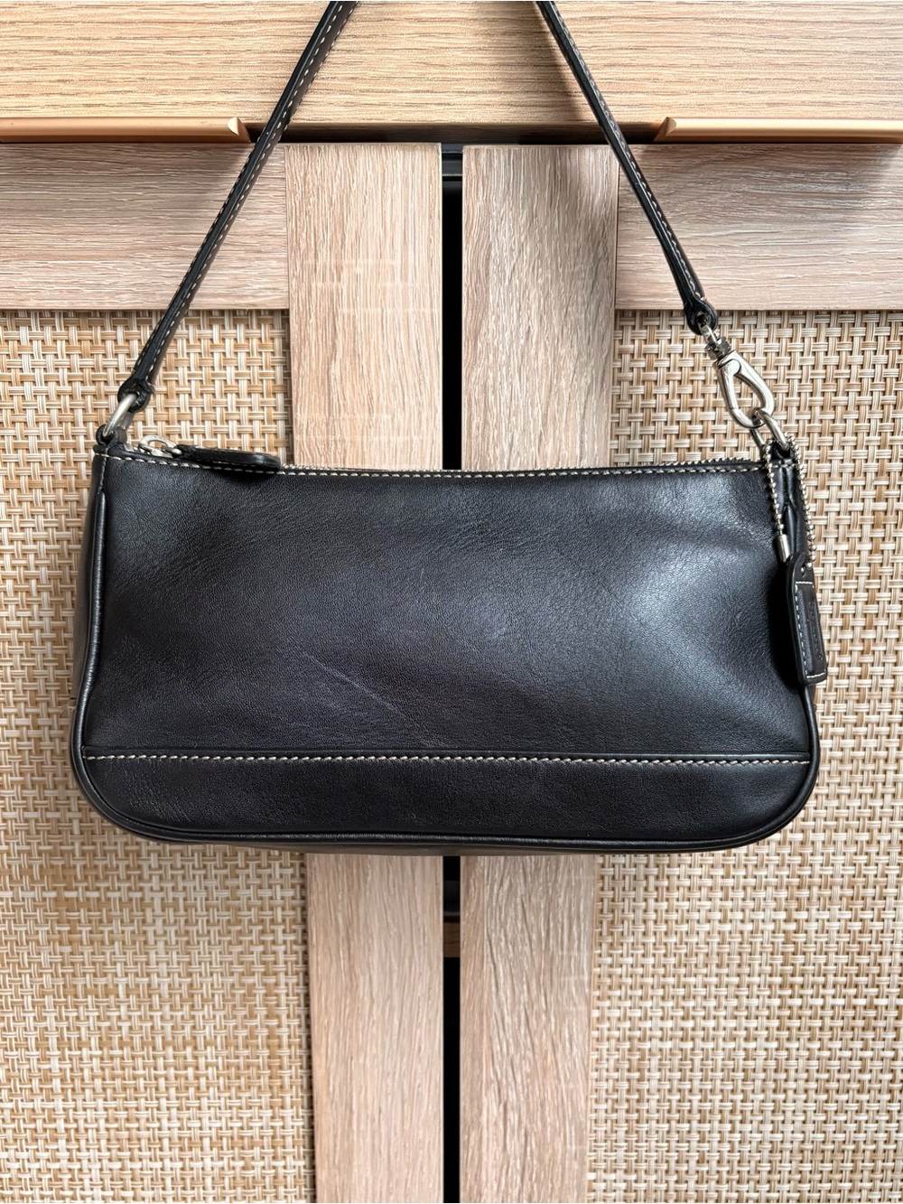 COACH Vintage Y2K Hampton Demi Black Leather Mini Shoulder Bag Purse Clutch 7785